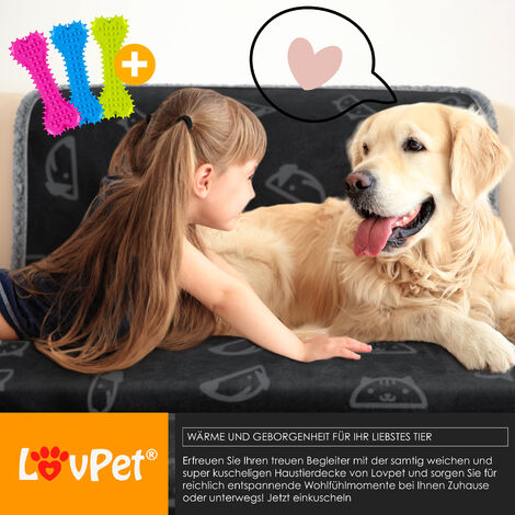 LOVPET® Couverture imperméable pour chiens, couverture en polaire sherpa  pour animaux domestiques + 3x os
