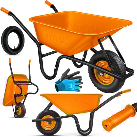 Brouette En Acier FUXTEC 80 Kg Capacité - Roue Pneumatique, 60 Litres, Parfaite Pour Le Jardinage