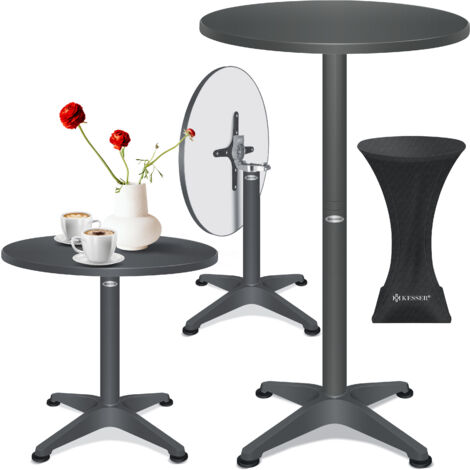 Table Bistrot Pliable 2 En 1 KESSER - Hauteur Réglable 70/115 Cm, Plateau Aluminium 80 Cm