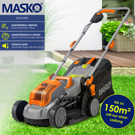MASKO® Akku Rasenmäher ECOX10 inkl. 2X Akkus LiIon Batterie 2 Ah