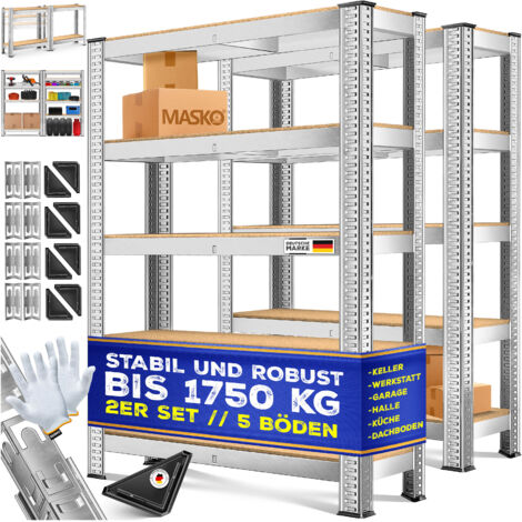 Lot De 2 étagères Charge Lourde 180x90x40 Cm - 5 Plateaux, Capacité 875 Kg Max - Neuves