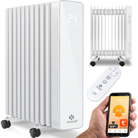 Radiateur à Bain D'huile KESSER® 2000W Avec écran Tactile Et Télécommande – Chauffage D'appoint Blanc