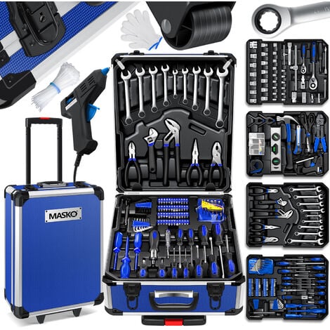 Masko® 969 pcs valise à outils  Caisse à outils caisse à outils trolley  Profi 949 pièces outils de qualité  Bleu