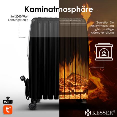 Radiateur électrique 2000W Connecté WiFi – Basse Consommation, 3 Modes – Mural Ou Sur Pied