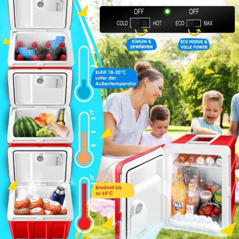 KESSER® Glacière à roulettes 40L  pour garder au chaud et refroidir  Glacière thermoélectrique  12 Volts et 230 Volts Mini-réfrigérateur  Thermobox pour voiture 40L / Rouge