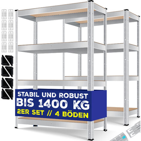 Lot de 2 Etagères de rangement modulables et polyvalentes pour atelier,  garage, cave Charge Lourde max 875kg x2