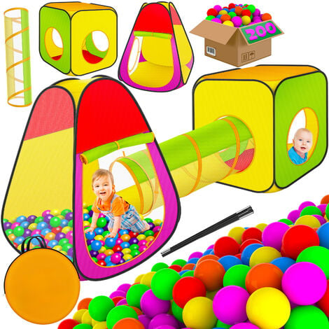Tente de jeux enfants, Avec tunnels, Igloo, 200 balles et toit