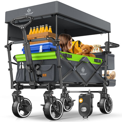 AREBOS Chariot De Transport Pliable Avec Toit Chariot De Luxe Chariot