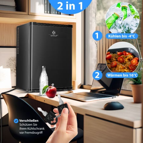 KESSER® Mini-réfrigérateur avec serrure  Minibar 40 litres utiles  Silencieux 22db  Verrouillable  Butée de porte interchangeable  env. 4°-16°C  Noir