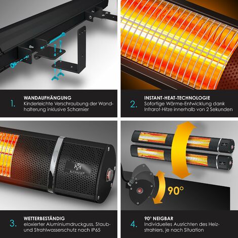Kesser Radiateur Infrarouge W Ir Gastro Bar Radiateur De Terrasse Avec T L Commande Incl