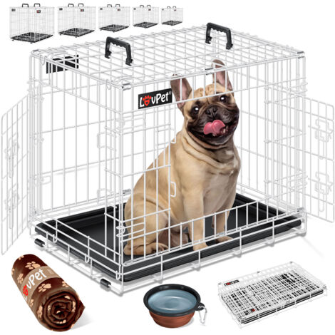 Caisse De Transport Pliable Pour Chien Lassie XL - 58x82x58 Cm - Pour Grandes Races, Gris, Avec Couverture