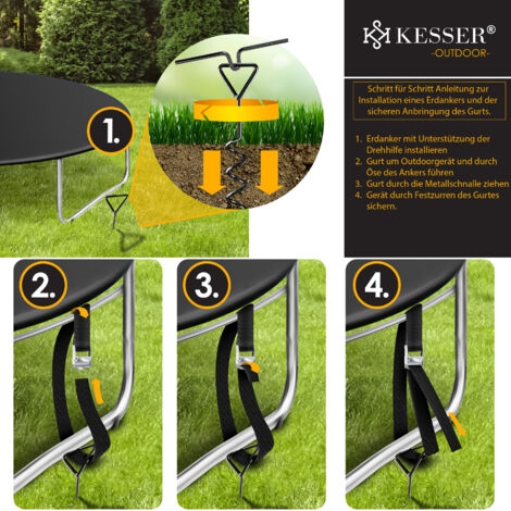 KESSER® Lot De 4 Piquets D'ancrage Au Sol - 9 Pièces - Fixation Pour Trampoline, Balançoire, Pavillon, Tente De Fête, Abri De Jardin, Balançoire, Tente, En Acier De 1 Cm De Diamètre KESSER® Lot De 4 Piquets D'ancrage Au Sol - 9 Pièces - Fixation Pour Trampoline, Balançoire, Pavillon, Tente De Fête, Abri De Jardin, Balançoire, Tente, En Acier De 1 Cm De Diamètre