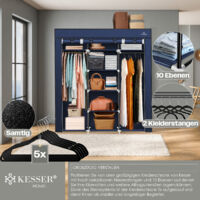 Armoire Pliante Tissu 150x45x175cm - Dressing Avec Tringle & Étagères - KESSER Anthracite