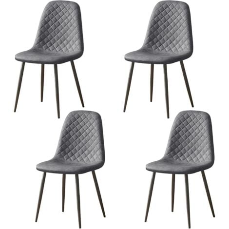 JYMTOM Lot de 4 chaises de salle à manger Simili Cuir Siège rembourrée pieds en métal, pour salon, chambre,Bureau - Gris
