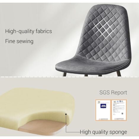 JYMTOM Lot de 4 chaises de salle à manger Simili Cuir Siège rembourrée pieds en métal, pour salon, chambre,Bureau - Gris
