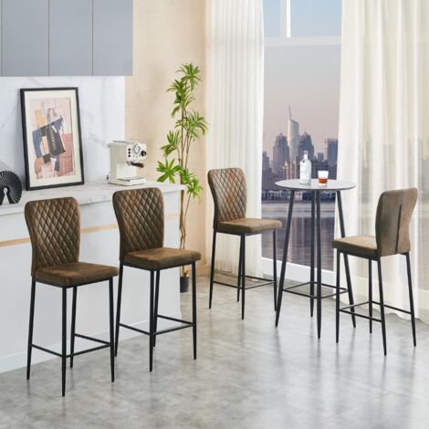 JYMTOM Lot de 6 tabourets de bar en velours avec dossier-Tabouret de bar avec assise rembourrée et structure métallique - Conçu pour la salle à manger, la cuisine, le bar, le bistrot (Gris)