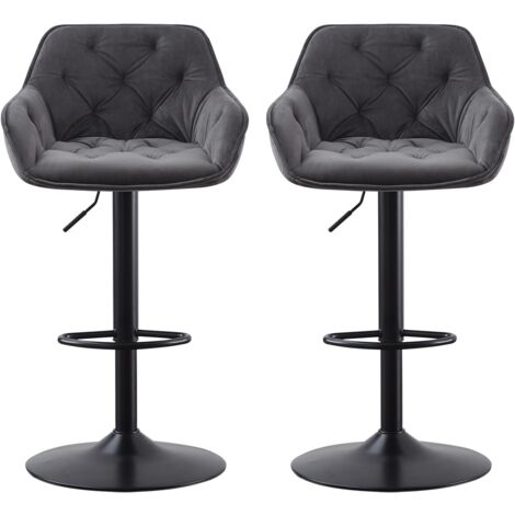 Lot de 2 tabourets de bar modernes pivotants 360° et réglables en hauteur - Haussiers avec mécanisme à gaz, 120kg - Pour îlot de cuisine, salon, café - gris