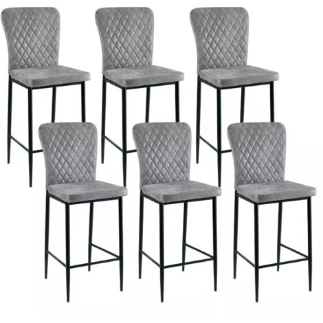 JYMTOM Lot de 6 tabourets de bar en simili-cuir avec dossier-Tabouret de bar avec assise rembourrée et structure métallique - Conçu pour la salle à manger, la cuisine, le bar, le bistrot et le restaur