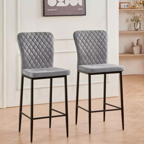 Jymtom – Lot de 2 tabourets de bar en simili-cuir avec dossier – Hauteur d'assise 67.5 cm – Structure métallique stable – Design ergonomique moderne (1/5)