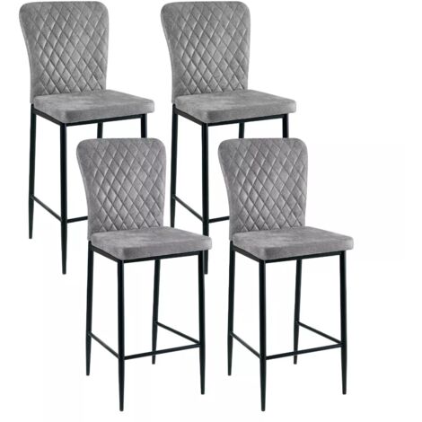 JYMTOM Lot de 4 tabourets de bar en simili-cuir avec dossier-Tabouret de bar avec assise rembourrée et structure métallique - Conçu pour la salle à manger, la cuisine, le bar, le bistrot et le restaur