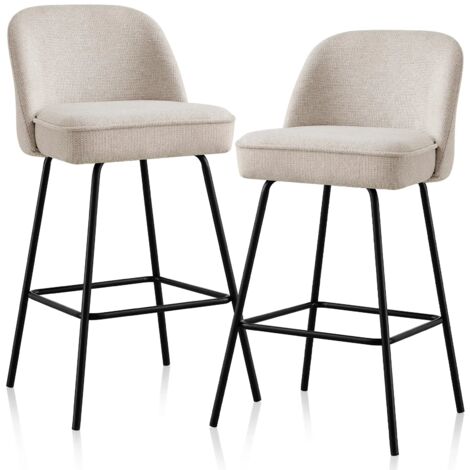 JYMTOM Lot de 4 tabourets de bar, haute résilience avec coussin à ressorts et pieds en métal, tabourets de bar pour petit-déjeuner, sans accoudoirs, dossier rembourré, chaises de comptoir pour îlot de