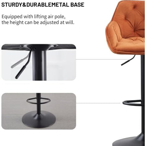 JYMTOM Lot de 2 tabourets de bar chaises en Cuir,Siège rembourrée, pieds en métal,tabouret. chaises à manger, bars, jambes métalliques