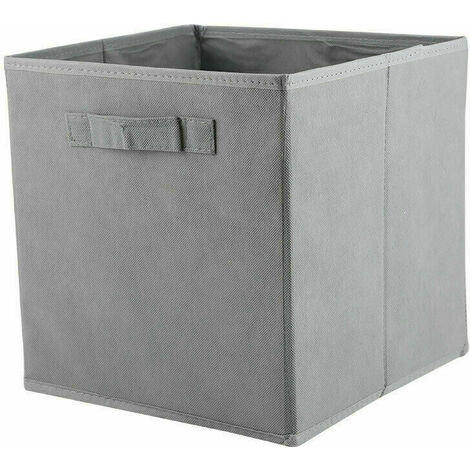 Lot de 2 boites de rangement en tissu gris foncé PACIFICO cube de rangement  pliable dim 27x27x27 cm, pour linge jouets vêtements