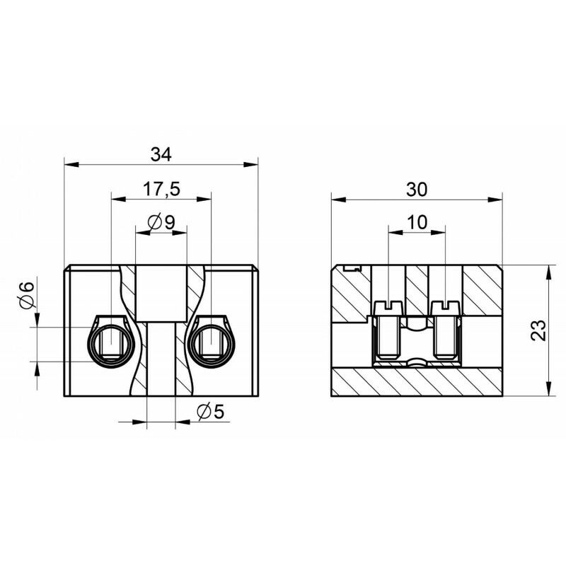 Borna de seguridad pasante TEKOX BD 10 12 polos 10mm2 con cubierta  protectora