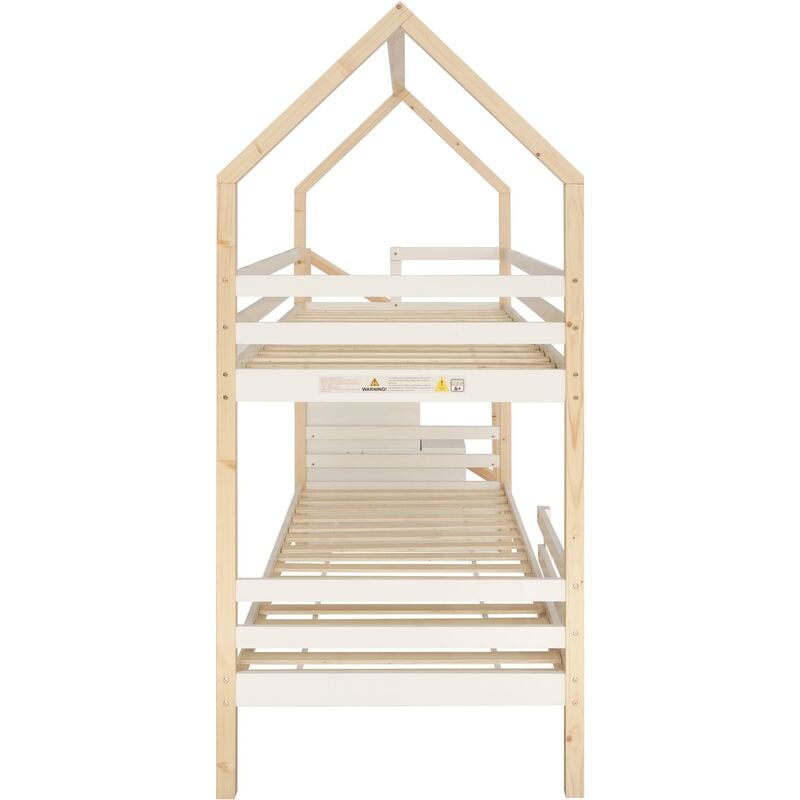 Lit superposé enfant WEEYIN-90 x 200cm-avec placard à échelle-lit maison en  pin pour enfants-blanc et bois - Cdiscount Maison