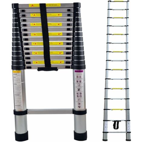 Stoex – Échelle télescopique en aluminium 4,7m – Charge maximale 150 kg – Pliant avec pieds antidérapants – Pour travaux intérieur/extérieur