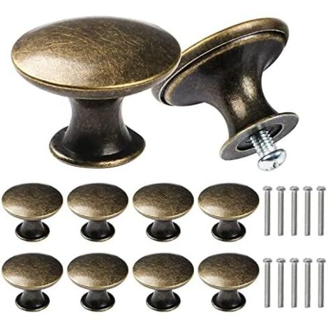 10PCS Boutons de Porte Ronde Poignées de Tiroir 30MM Tiroir de Porte Poignée en Aluminium pour Placards Armoire Cuisine - Bronze (1/5)