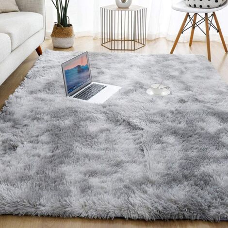 Tapis Salon à Poils Longs Tapis Shaggy Moderne Design pour Chambre Couloir Dimension Gris Clair - 80x120CM