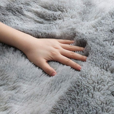 Tapis Salon à Poils Longs Tapis Shaggy Moderne Design pour Chambre Couloir Dimension Gris Clair - 80x120CM