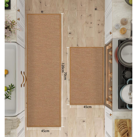 Lot 4 Tapis Gitans Romains Lavables - Design Luxe, Antidérapants Et Ultra Épais (Marron)