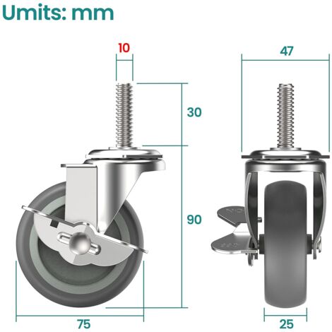 Roulettes Heavy charges, roulettes de transport 150 mm, roulettes pivotantes - 4 x Roulettes Heavy charges, roulettes de transport 150 mm, roulettes pivotantes - 4 x
