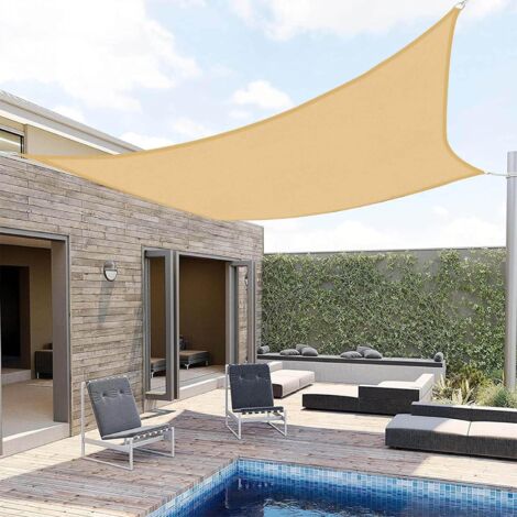 Outsunny Voile D'Ombrage Carrée 3x3 M - Crème, Protection UV Jardin Terrasse Patio Piscine