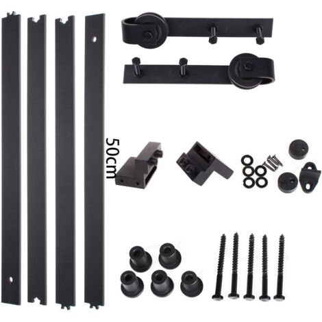 Stoex – Kit rail suspendu porte coulissante 200 cm – Métal plein galvanisé – Charge max 110 kg – Compatible épaisseur porte 3.5 à 4.5 cm