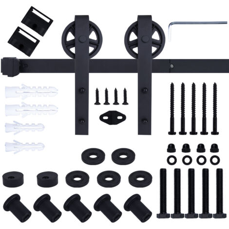 Stoex – Rail de porte coulissante 150cm – Acier au carbone noir givré – Charge maximale 105kg – Pour portes 3.5 à 4.5cm d'épaisseur