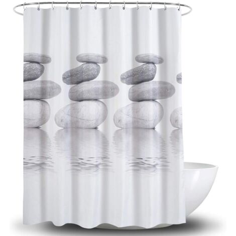Rideau De Douche Furlinic Anti Moisissure Gris Petit 85 X 180cm - Tissu Polyester Imperméable Avec 6 Crochets