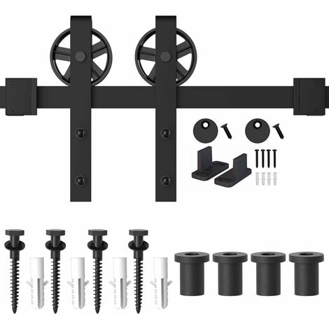 Quincaillerie Kit de Rail Porte Coulissante pour Système de Quincaillerie à Célibataire Porte, Wheel Forme J - 1.5M/5FT