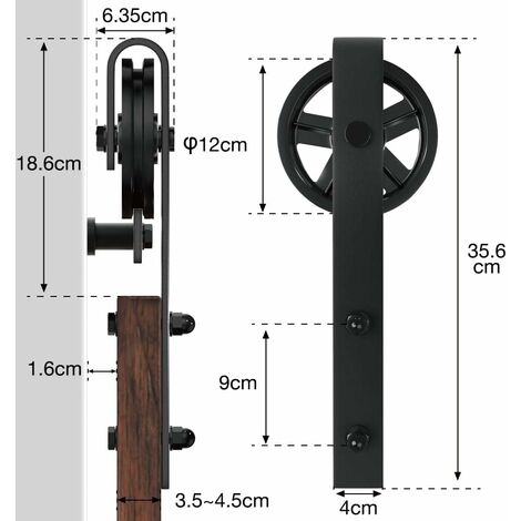 Quincaillerie Kit de Rail Porte Coulissante pour Système de Quincaillerie à Célibataire Porte, Wheel Forme J - 1.5M/5FT