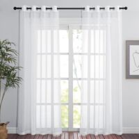 GIRASOLE HOME Paire De Rideaux Voile Semi-Transparents Effet Lin - 70 X 240 Cm Blanc - Salon, Chambre, Balcon