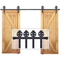Kit de Rail Porte Coulissante Quincailleri Industriel Systeme pour Porte Suspendue Ensemble Industriel Porte Bois Coulissante Interieur - Double Porte 3,55M /11,6FT