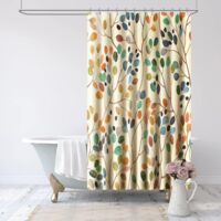 4-Shower 180x165cm -Rideau de douche en tissu polyester, treillis coloré, rond, imperméable