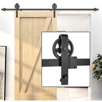 Quincaillerie Kit de Rail Porte Coulissante pour Système de Quincaillerie à Célibataire Porte, Wheel Forme J - 1.83M/6FT