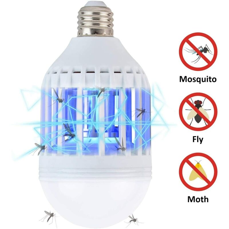 Moustiquaire électrique anti-insectes avec lampe de piège noir extérieur 12 V ampoule LED 9/12 V à double usage lampe de nuit pour camping 