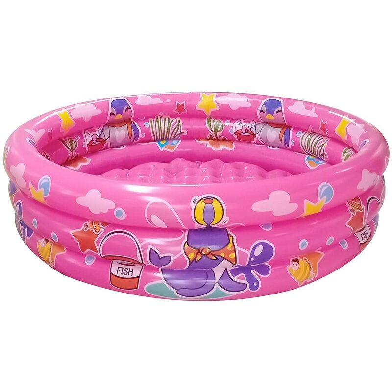 Piscina, Piscina inflable, Piscina de bolas para bebés, Piscina para niños de 3 anillos, 48 ​​"X12", (Rosa)