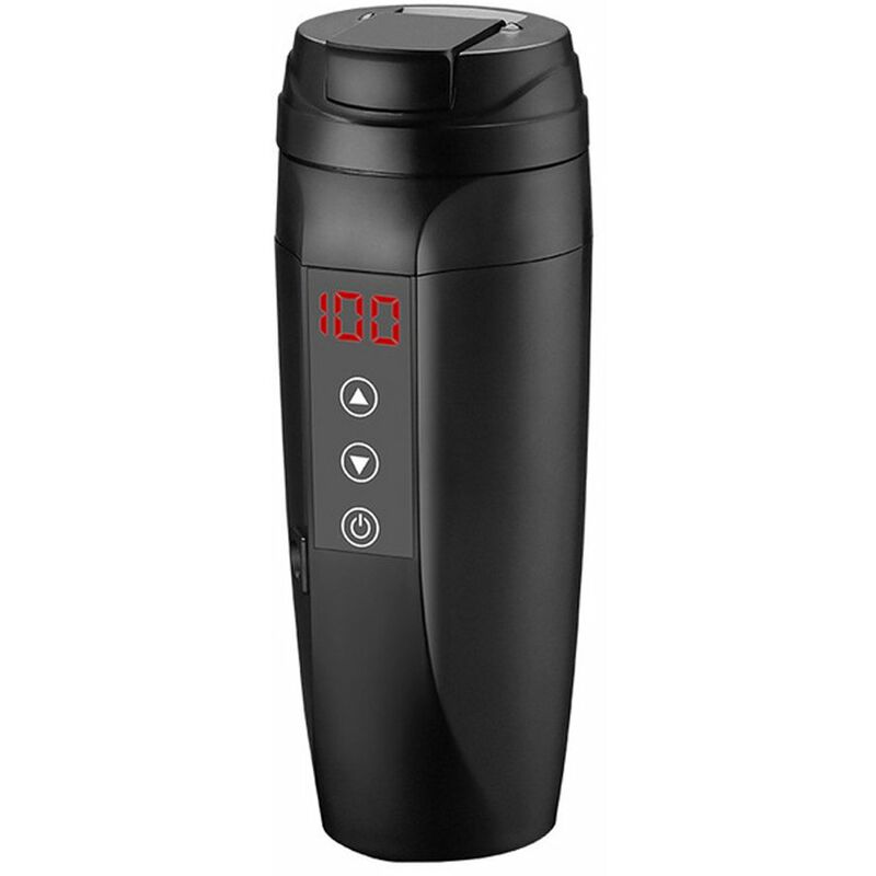 Taza de calefacción para coche de 12V/24V y 90W, hervidor eléctrico de agua caliente, taza de acero inoxidable, botella de 450ML con control de temperatura de 25-100 ℃ para café, té, leche