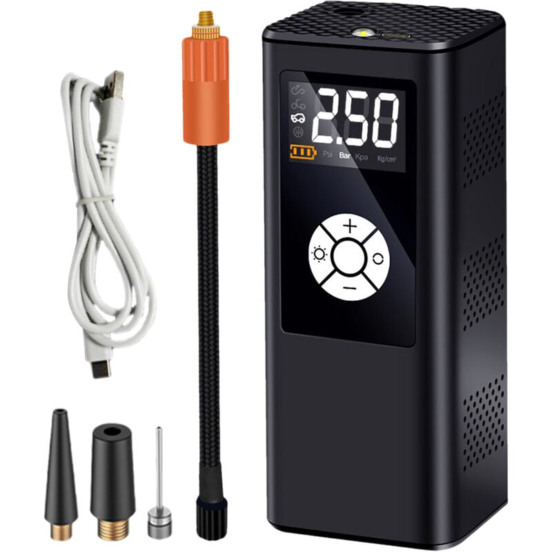 120PSI Compresor de aire portátil Mini inflador de neumáticos Pantalla LCD Bomba de bicicleta eléctrica con batería recargable de 4000 mAh Luz LED para coche Bicicleta Motocicleta Bolas Anillo de natación