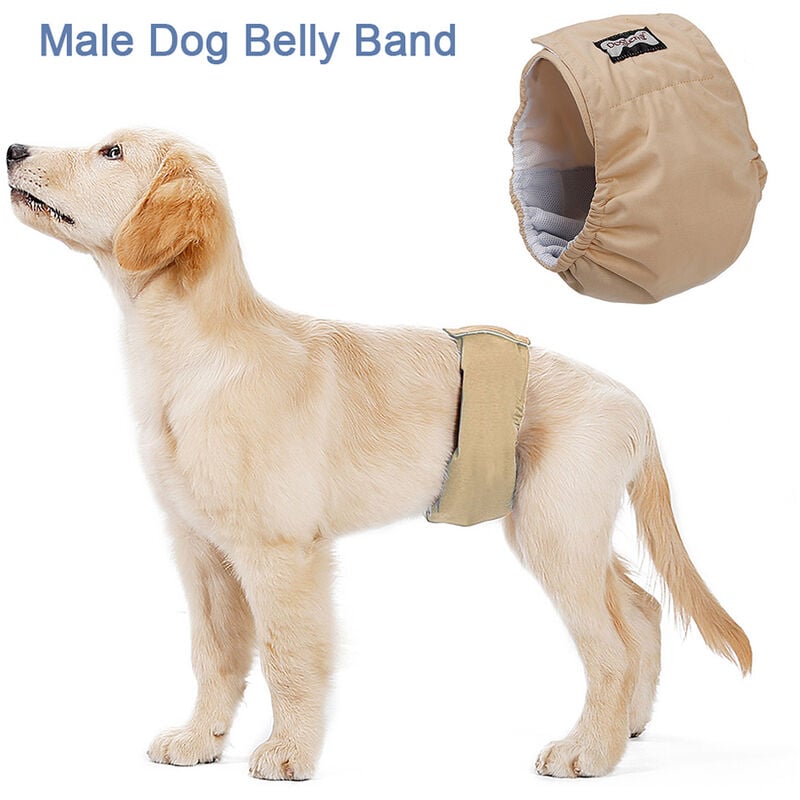 Banda para el vientre para perro macho, pañal para mascotas, envoltura lavable, impermeable, entrenamiento para el baño, pantalón fisiológico para perros S